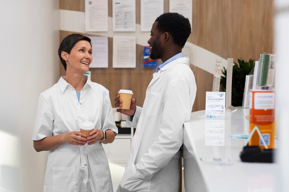 Doctor and patient in ophthalmologist's office